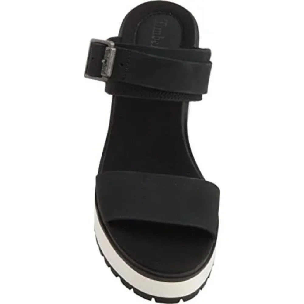 Timberland New Size 8.5M Koralyn Sporty Wedge Sandals in Nubuck‎ Black
